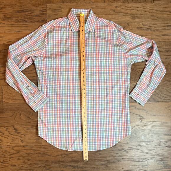 Mens Plaid Check Button Down Long Sleeve Dress Shirt Colorful Pattern - Picture 4 of 5